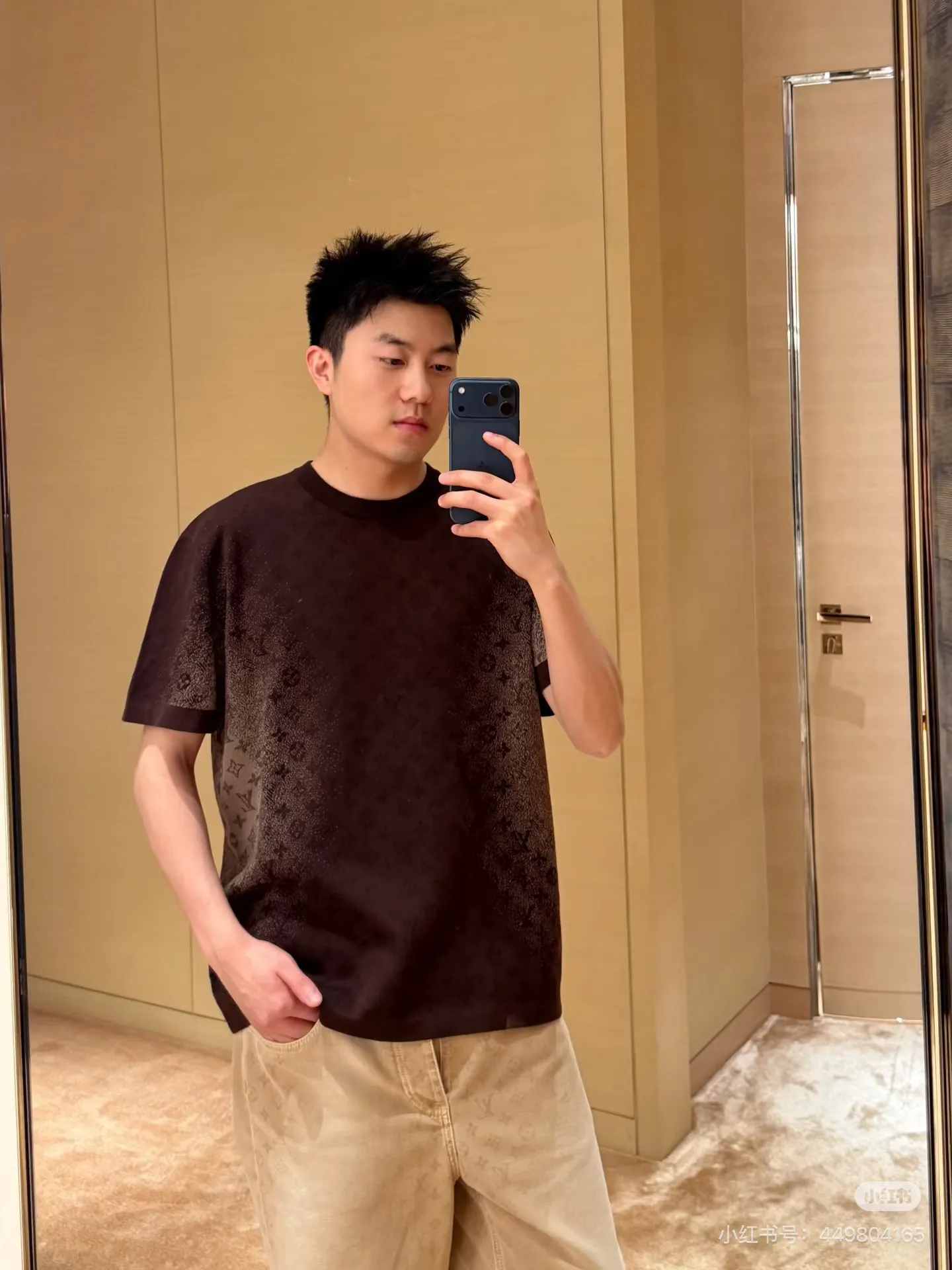 Louis Vuitton/Louis Vuitton 26ss presbyopic gradient jacquard knitted short sleeves